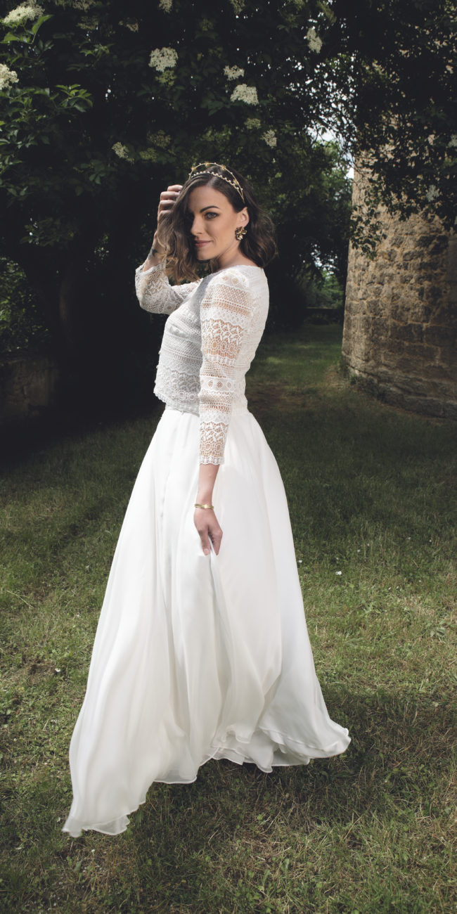 Ensemble top et jupe de mariée