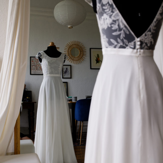 Robe sur mesure en soie