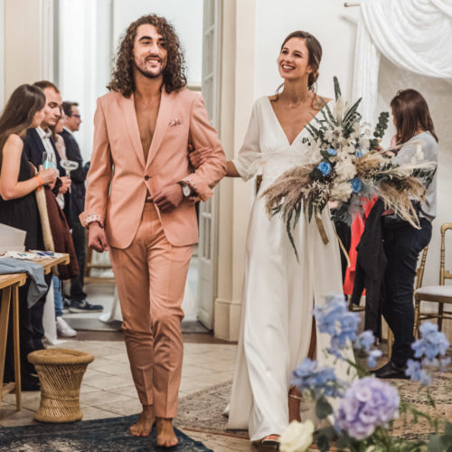 Présentation des collections de robes de mariées Bonjour Suzanne fabriquées à Metz en Lorraine lors du festival du mariage au château d'Art sur Meurthe en octobre 2022